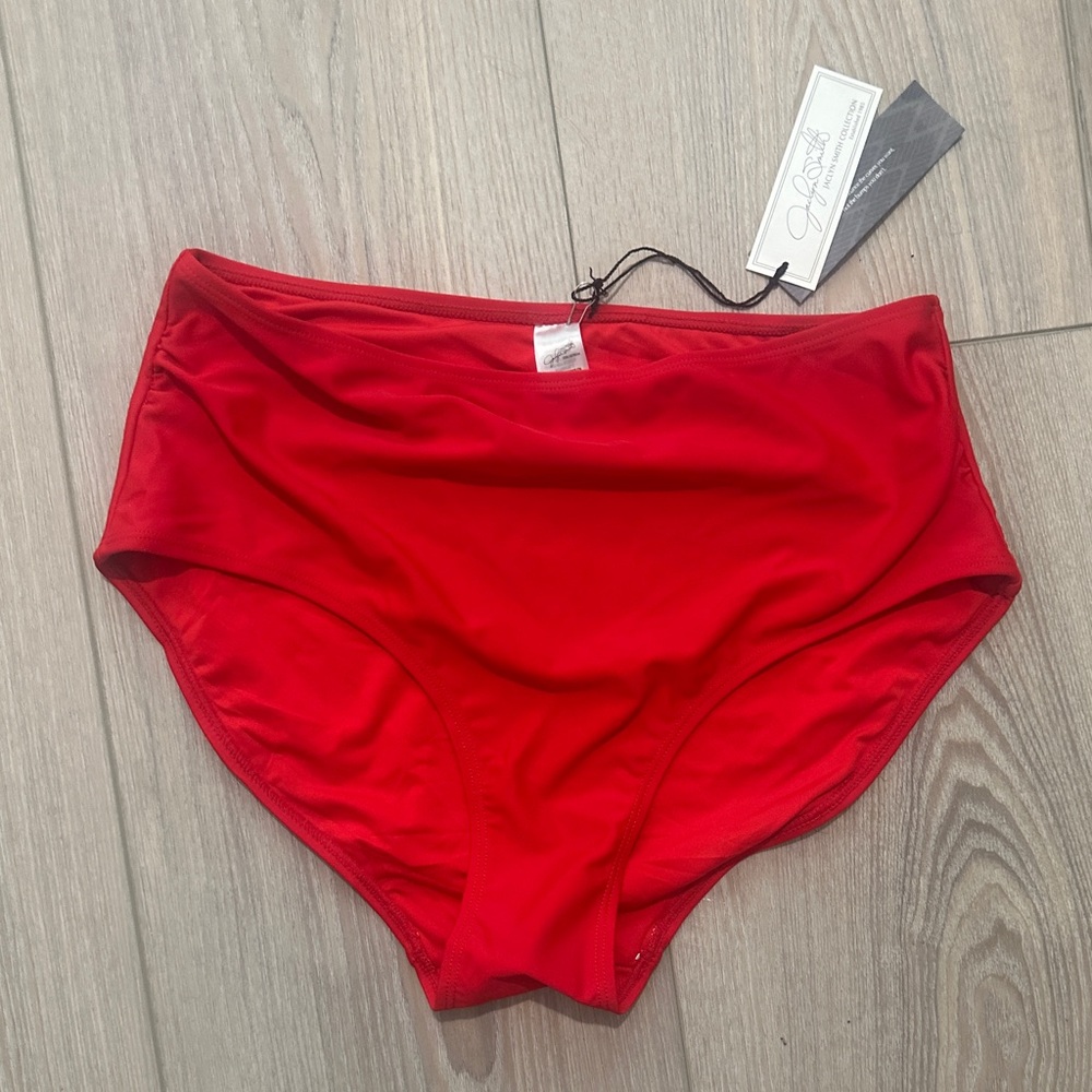 NWT Jaclyn Smith Collection Red High Waist Swim Bottom sz 12